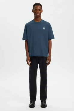 Selected Camiseta manga corta estampado contraste Azul marino Discount