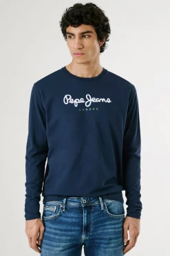 Pepe Jeans Camiseta manga larga azul Sale