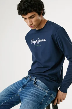 Pepe Jeans Camiseta manga larga azul Sale