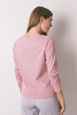Women'secret Camiseta manga larga algodón perchado rosa Outlet