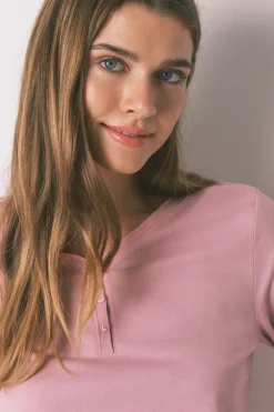 Women'secret Camiseta manga larga algodón perchado rosa Outlet