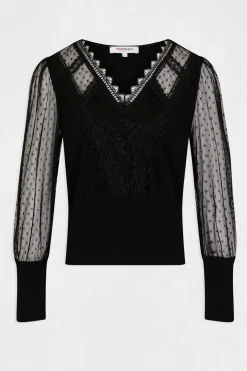 Morgan Camiseta manga larga con plumeti Negro Best