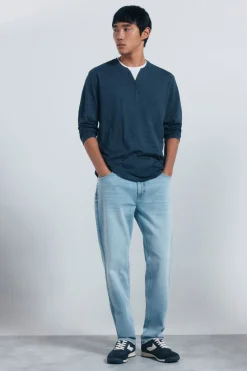 Springfield Camiseta manga larga cuello panadero azul Clearance