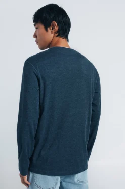 Springfield Camiseta manga larga cuello panadero azul Clearance