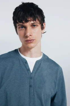 Springfield Camiseta manga larga cuello panadero azul Discount