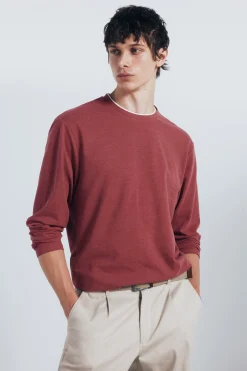 Springfield Camiseta manga larga doble melange rosa Sale