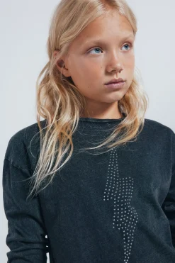 Springfield Kids Camiseta manga larga rayo diamantes niña gris Outlet
