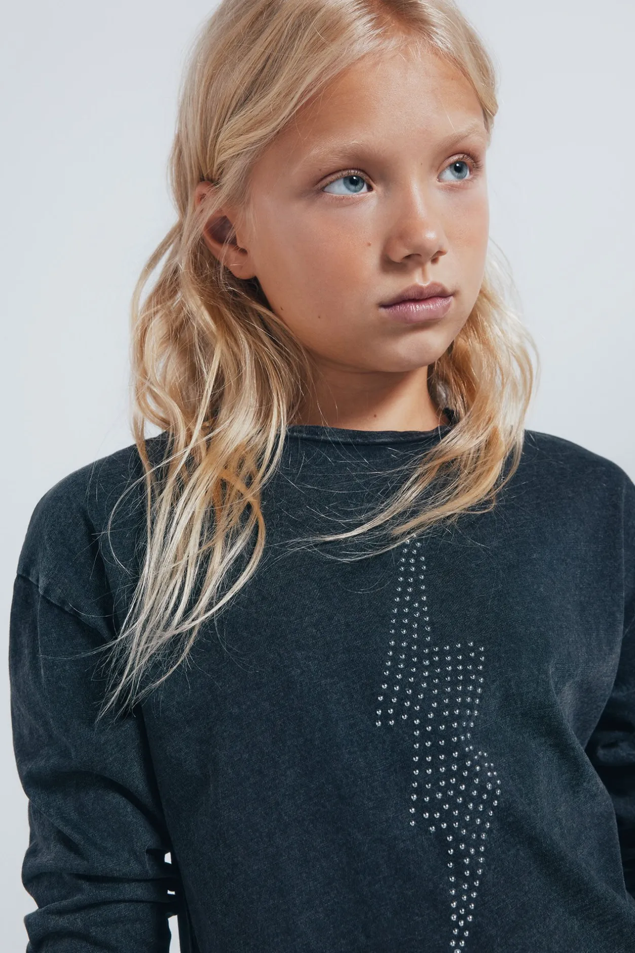 Springfield Kids Camiseta manga larga rayo diamantes niña gris Outlet