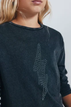 Springfield Kids Camiseta manga larga rayo diamantes niña gris Outlet