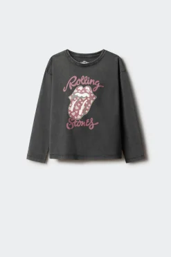 Springfield Kids Camiseta manga larga Rolling stones niña. gris Hot