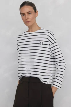 Pedro del Hierro Camiseta marinera de algodón español Blanco Sale