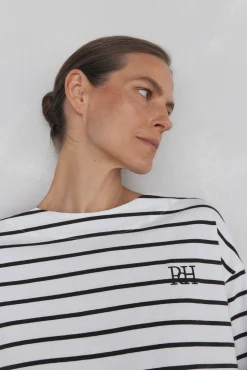 Pedro del Hierro Camiseta marinera de algodón español Blanco Sale