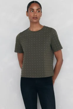Pedro del Hierro Camiseta mini tachuelas Verde Discount
