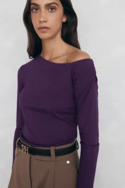Pedro del Hierro Camiseta off shoulder Morado Sale