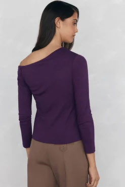 Pedro del Hierro Camiseta off shoulder Morado Sale