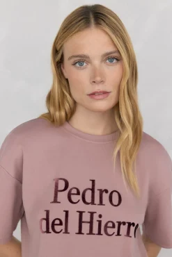 Pedro del Hierro Camiseta oversize activewear logo Rosa Discount
