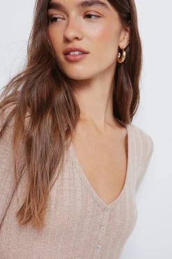 Springfield Camiseta panadera punto cortado nude Hot