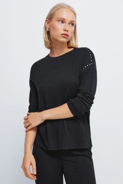 Springfield Camiseta punto cortado tachas negro New