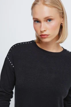 Springfield Camiseta punto cortado tachas negro New