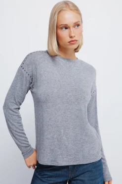 Springfield Camiseta punto cortado tachas gris Outlet