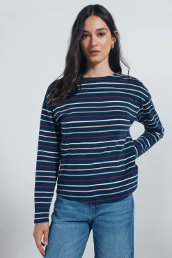 Springfield Camiseta rayas botones hombro azul Sale