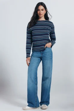 Springfield Camiseta rayas botones hombro azul Sale