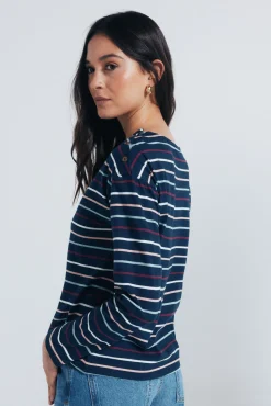 Springfield Camiseta rayas botones hombro azul Sale