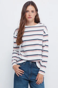 Springfield Camiseta rayas botones hombro marr&oacute;n Clearance