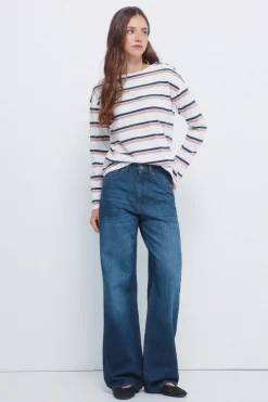 Springfield Camiseta rayas botones hombro marr&oacute;n Clearance