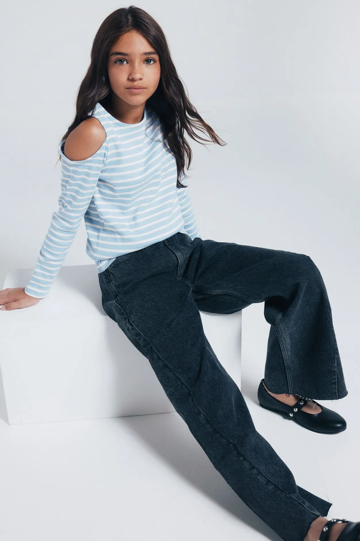 Springfield Kids Camiseta rib hombros descubiertos niña azul Hot