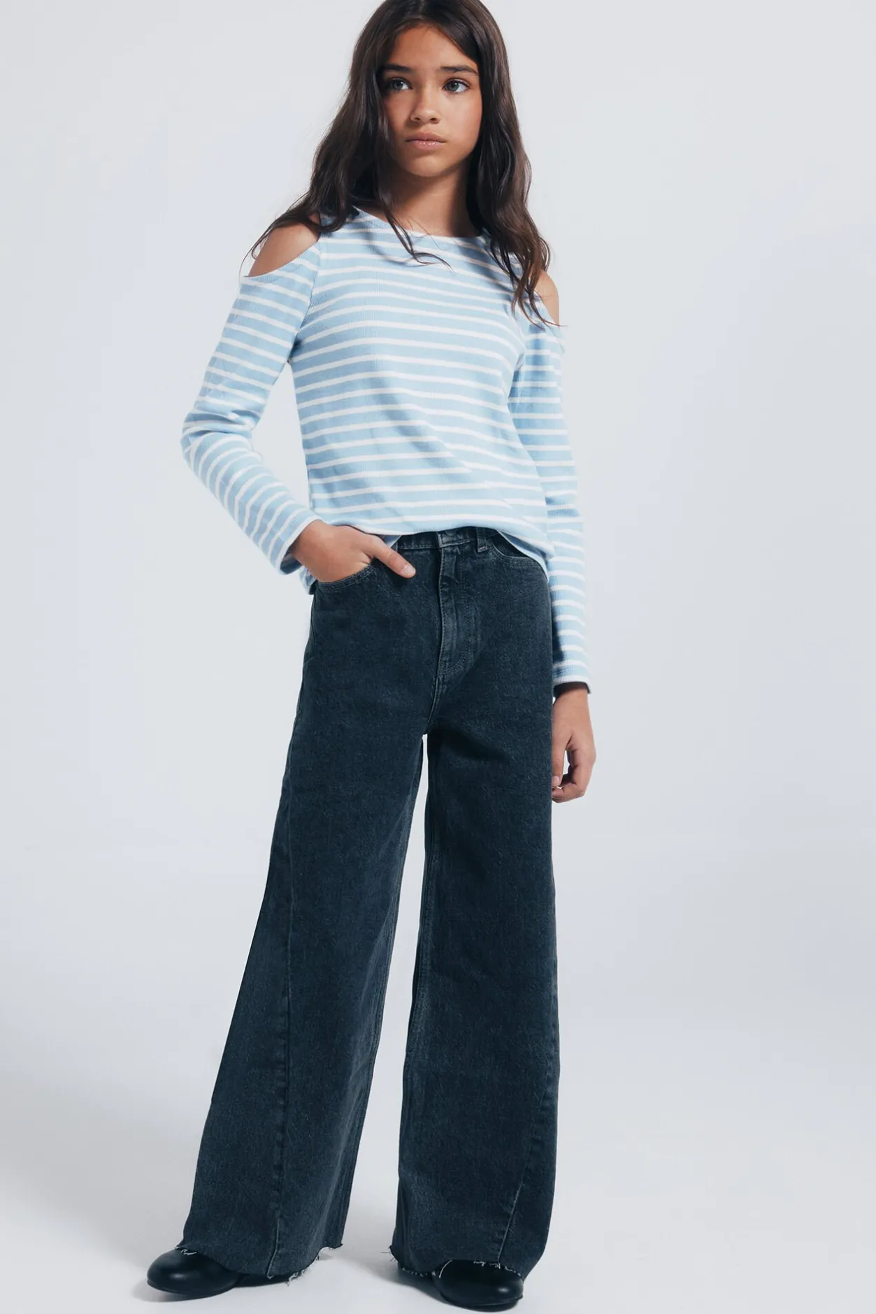 Springfield Kids Camiseta rib hombros descubiertos niña azul Hot