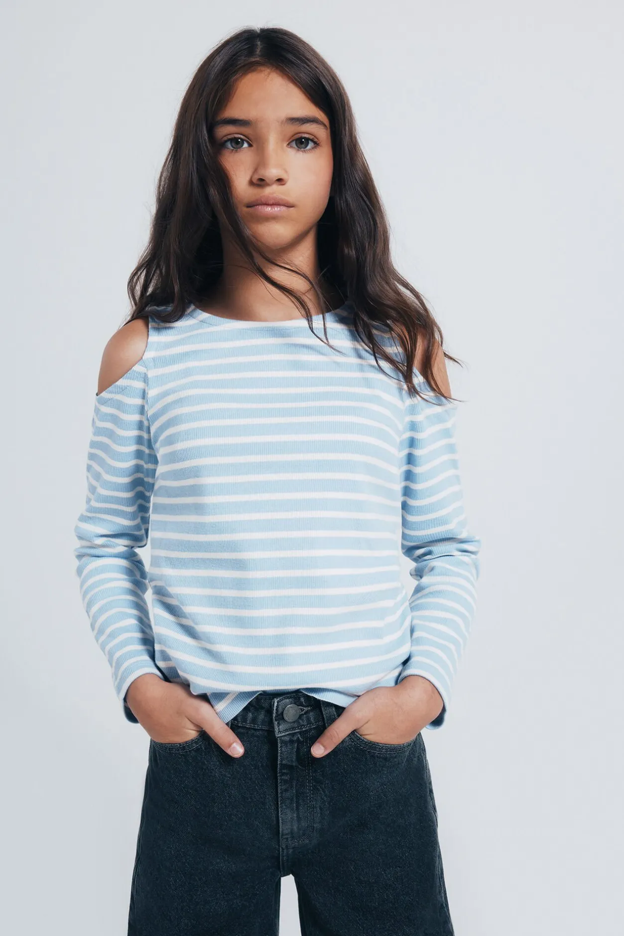 Springfield Kids Camiseta rib hombros descubiertos niña azul Hot