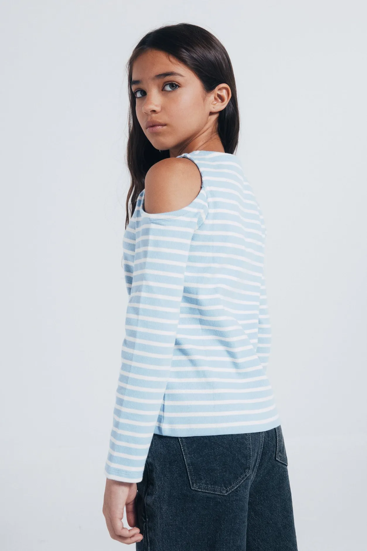 Springfield Kids Camiseta rib hombros descubiertos niña azul Hot