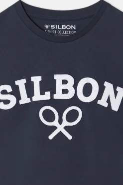 Silbon Camiseta raqueta media Azul marino Online
