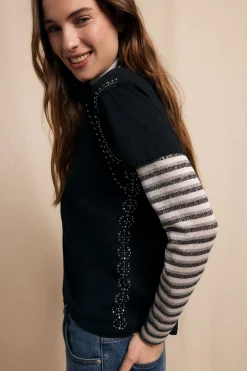 Slowlove Camiseta tachas Negro New