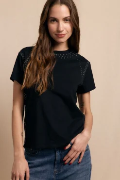 Slowlove Camiseta tachas Negro New