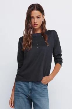 Springfield Camiseta tachas posicionadas gris Discount