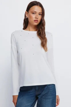 Springfield Camiseta tachas posicionadas blanco Clearance