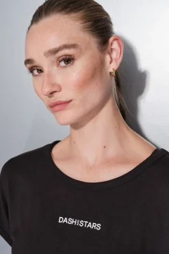 Dash and Stars Camiseta tejido extra suave negra negro Best