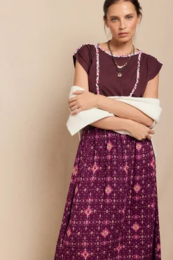 Slowlove Camiseta trenza fruncida Granate Outlet