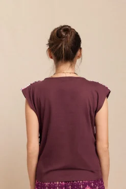 Slowlove Camiseta trenza fruncida Granate Outlet