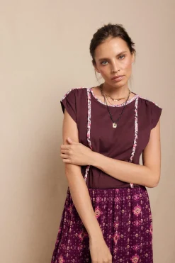 Slowlove Camiseta trenza fruncida Granate Outlet