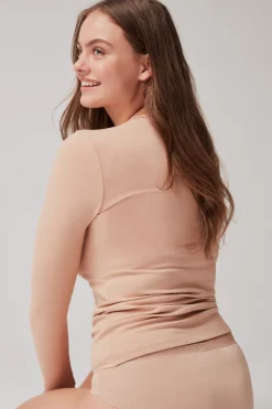 Gisela Camiseta térmica escote pico nude Online