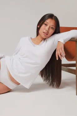 Gisela Camiseta térmica escote pico blanco Hot