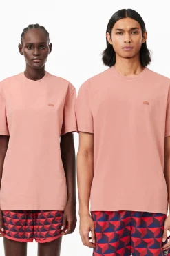 Lacoste Camiseta unisex de algodón natural teñido Rosa