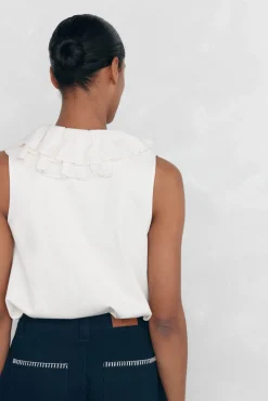 Pedro del Hierro Camiseta volantitos Blanco Clearance