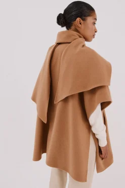 Cortefiel Capa camel con bufanda Beige Online