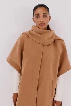 Cortefiel Capa camel con bufanda Beige Online