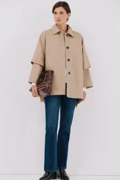 Cortefiel Capa en tejido gabardina Beige Online