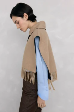 Pedro del Hierro Capa midi flecos Beige Discount